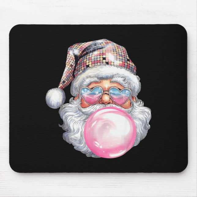 Cute Retro Santa Christmas Blowing Bubble Gum Vint Musmatta (Framsidan)