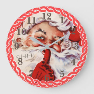 Cute Retro Santa Elegant jul Stor Klocka