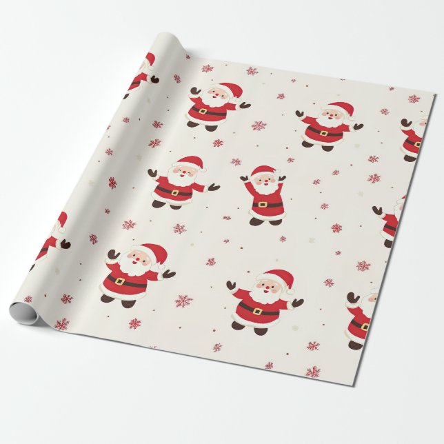 Cute Retro Santa Wrapping Pappra Lakan Presentpapper (Utrullad)
