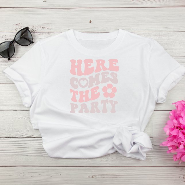 Cute Retro Script Bachelorette Party T Shirt (Celebrate the bride-to-be in fun and style at her bachelorette party)