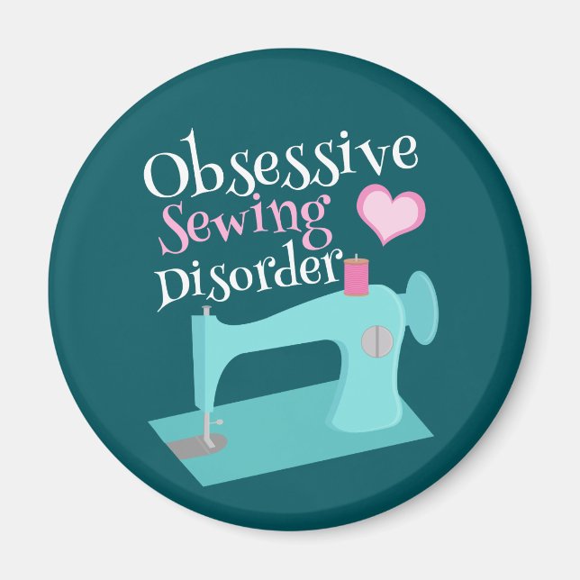 Cute Retro Seing Maskin Seamstress Magnet (Framsidan)