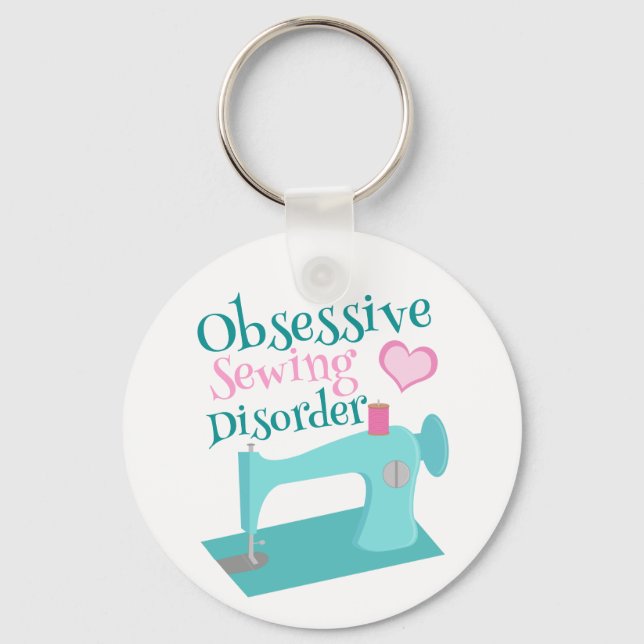 Cute Retro Seing Maskin Seamstress Nyckelring (Framsida)