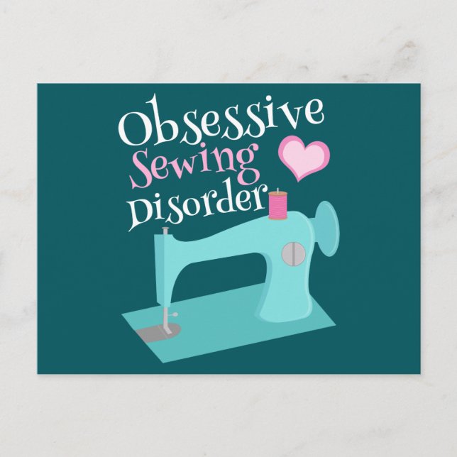 Cute Retro Seing Maskin Seamstress Vykort (Framsida)