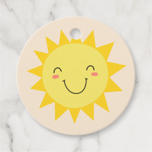 Cute Retro Smiling Sunshine Tack Gåvor Etiketter