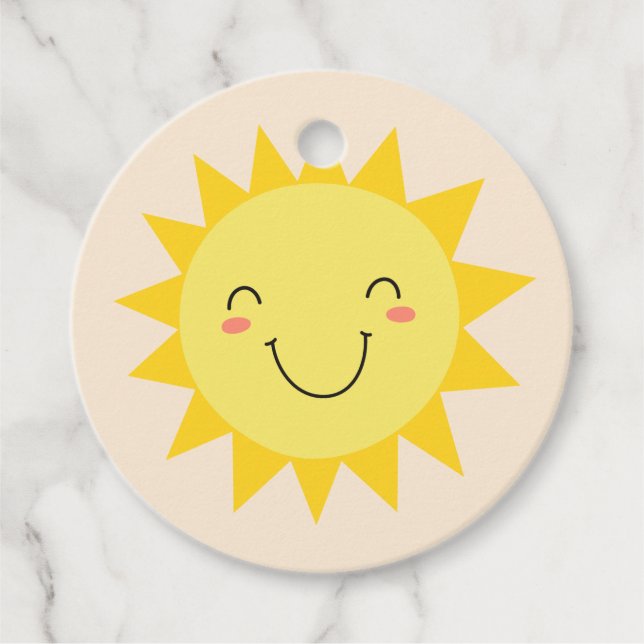Cute Retro Smiling Sunshine Tack Gåvor Etiketter (Framsida)