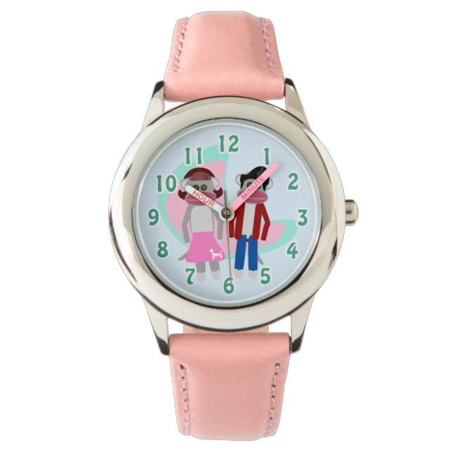 Cute Retro Sock Skutt Monkey Tecknade figurer Armbandsur (Framsida)