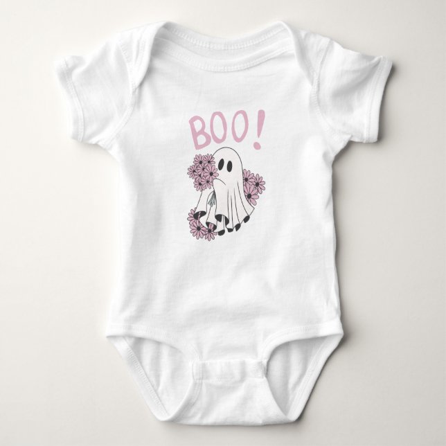 Cute Retro Spooky Baby Halloween Costume T Shirt (Framsida)