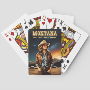 Cute Retro Stil Night Himmel Montana Cowgirl Casinokort