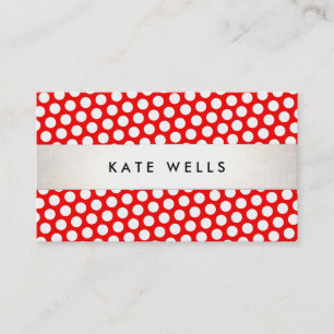 Cute Retro Stil Red and White Polka Dot Mönster Visitkort
