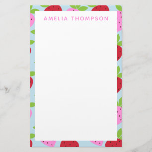 Cute Retro Strawberry Fruit Mönster Personlig Brevpapper