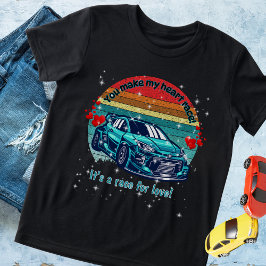 Cute Retro Sun Kids Valentines Car T Shirt