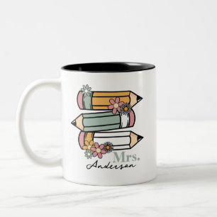 Cute Retro Teacher Penthalonized Två-Tonad Mugg