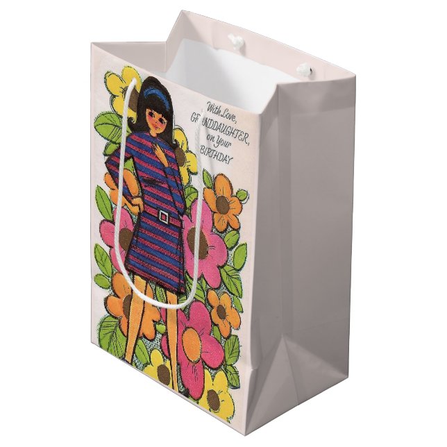 Cute retro tonåring flicka Grattis på födelsedagen (Framsidan Vinklad)