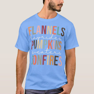 Cute Retro Trendy Beautiful Flannel Pumpkins Bonfi T Shirt