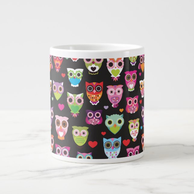 Cute retro uggla mugg jumbo mugg (Framsidan)