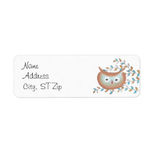 Cute Retro Uggla Returetiketter Returadress Etikett
