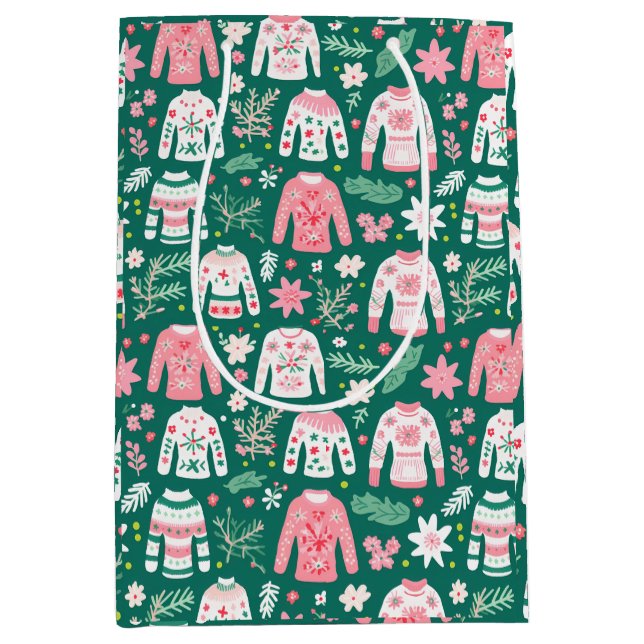 Cute Retro Ugly Sweater Rosa and Grönt Roligt (Framsidan)