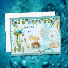 Cute Retro under Sea Collage Vykort