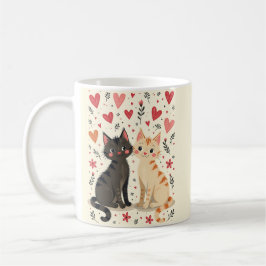 Cute Retro Valentine Cats Kaffemugg