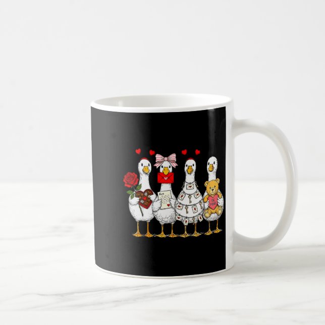 Cute Retro Valentine Silly Gooses Duck Love Couple Kaffemugg (Höger)