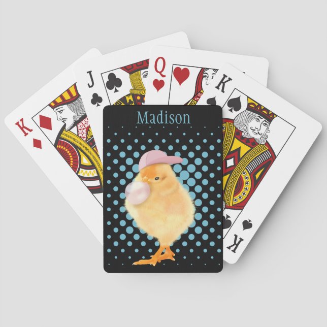 Cute Retro Vibes Chick Bubblegum Rosa Bubblegum Casinokort (Baksidan)