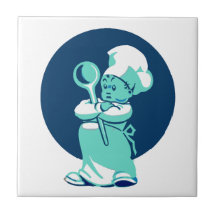 Cute Retro Vintage Blue Boy Chef Cook