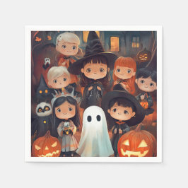 Cute Retro Vintage Halloween Kids Ghost Pumpkin Pappersservett
