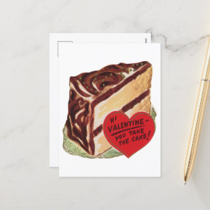 Cute retro vintage kaka Valentine Helg Vykort