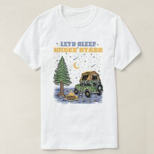 Cute Retro Wanderlusten Låt oss sova under Stjärno T Shirt