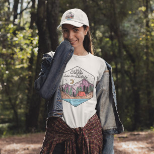 Cute Retro Wanderlusten Låt oss sova under Stjärno T Shirt