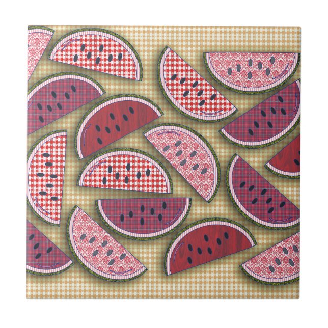 Cute Retro Watermelons Kakelplatta (Framsidan)
