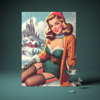 Cute Retro Winter Pin-up Pussel