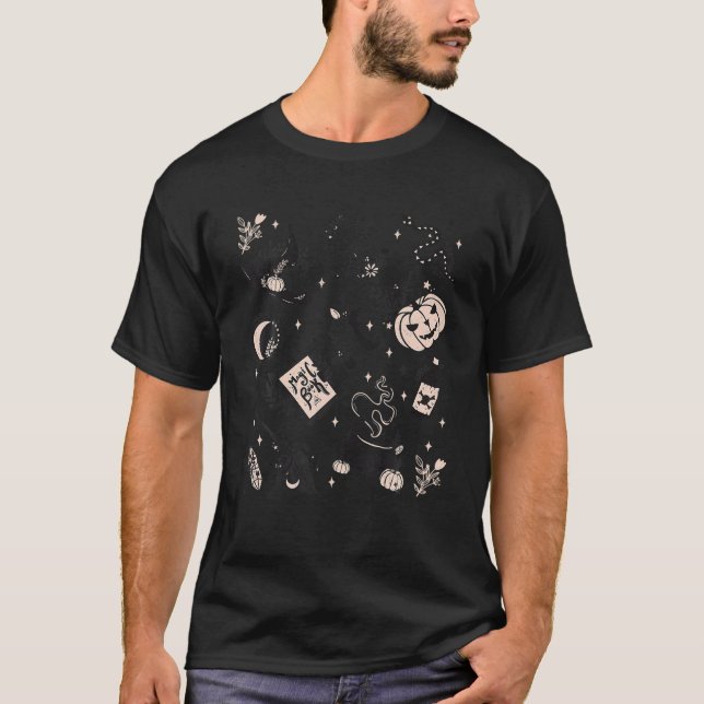 Cute Retro Witchcraft Witch Halloween T Shirt (Framsida)
