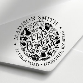 Cute-Returadress för god jul Helgdag-skript Självfärgande Stämpel