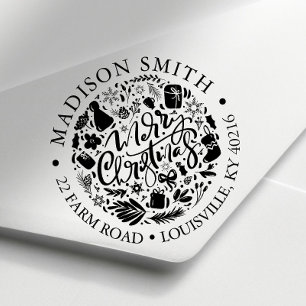 Cute-Returadress för god jul Helgdag-skript Självfärgande Stämpel