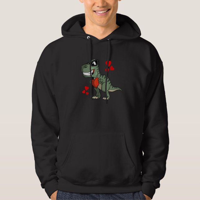 Cute Rex   Dinosaur in Love Hoodie (Framsida)