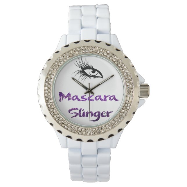 Cute Rhinestone Watch Mascara Slinger Armbandsur (Framsida)