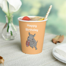 Cute Rhino American Football Birthday Papprare Kop