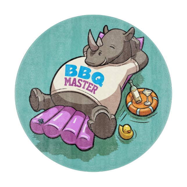 Cute Rhino BBQ Master Relaxed Rhinoceros Cartoon (Framsidan)