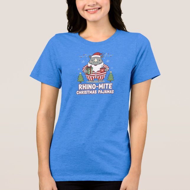 Cute Rhino Christmas Pajamas PNG | Funny Holiday  T Shirt (Framsida)