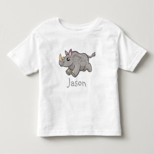 Cute Rhino Wildlife Jungle Animal Kids Namn Shirt Tee Shirt