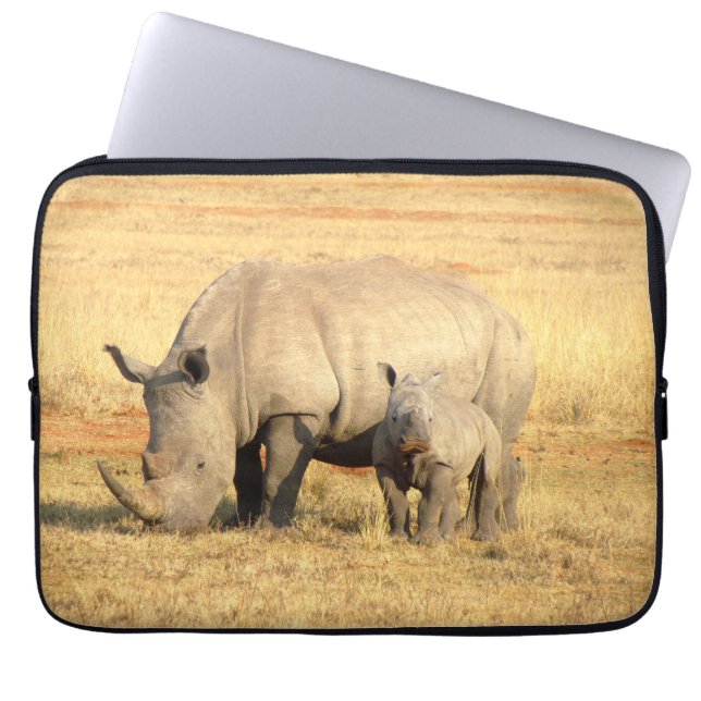 Cute rhinoceros i afrika laptop fodral (Framsidan)