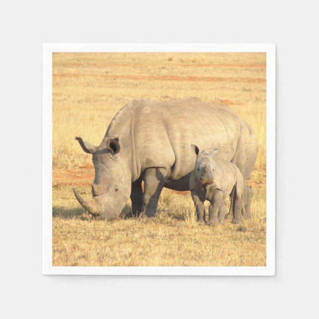 Cute rhinoceros i afrika pappersservett (Framsidan)