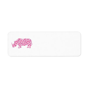 Cute Rhinoceros i Rosa Heards Returadress Etikett