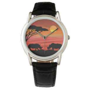 Cute Rhinoceros i Serengeti Sunset Armbandsur