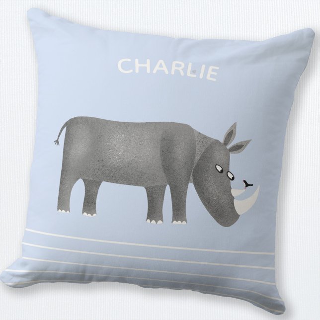 Cute Rhinoceros Personlig Kudde (Rhino personalized pillow)