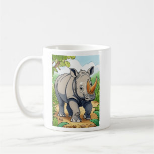 Cute Rhinoceros Tecknad-Sticker Stil Baby Kaffemugg