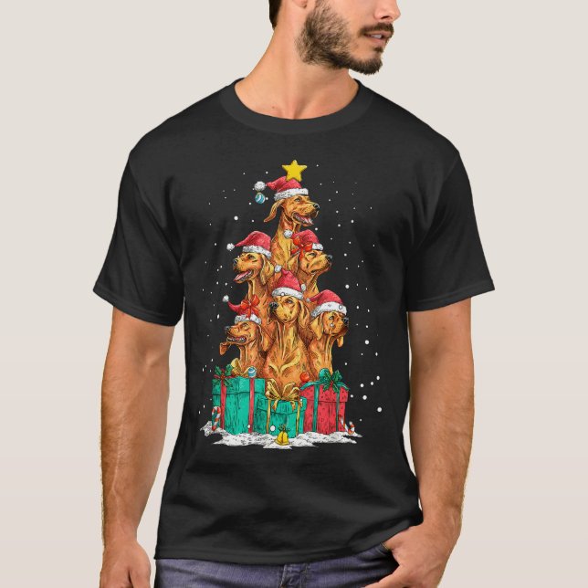 Cute Rhodesian Ridgeback Le Dog Christmas Tree Xma T Shirt (Framsida)