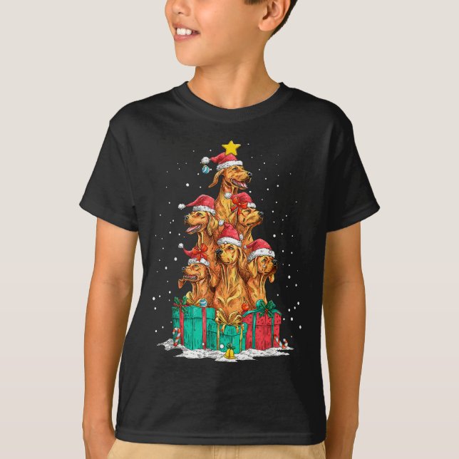 Cute Rhodesian Ridgeback Le Dog Christmas Tree Xma T Shirt (Framsida)