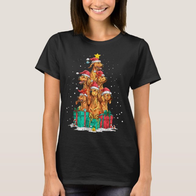 Cute Rhodesian Ridgeback Le Dog Christmas Tree Xma T Shirt (Framsida)